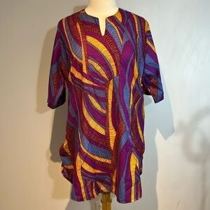 Haute en Basse colourful tunic style blouse size medium